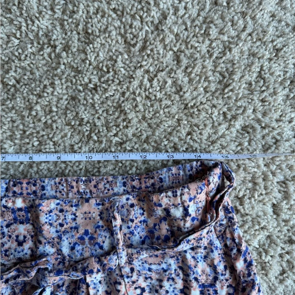 Concepts New York Women’s Pink/Blue Floral Zip Up Skirt with Tie Belt L EUC